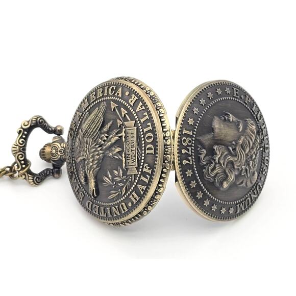Morgan Silver Half Dollar Watch – Vintage Bronze Liberty Coin, Collector Gift - Picture 6 of 10